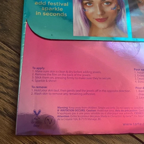 Tarte Mermaid Jewels Bijoux 1 Festival Sticker Blue Pink Pearl Jewels NWOT - Picture 3 of 6